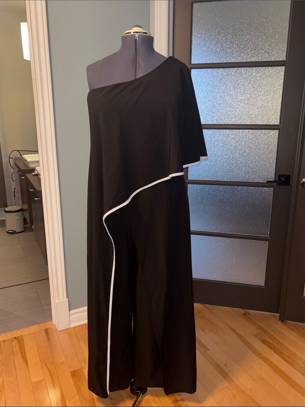 MARINA Black Dress with Green Accent